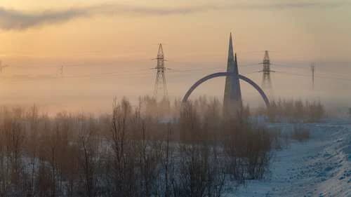 Морозный туман в Салехарде зимой